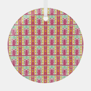 Indian Traditional Textile Design Illustration Glass Tree Decoration