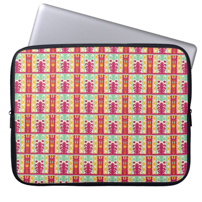 Indian Traditional Textile Design Illustration Laptop Sleeve (Front)