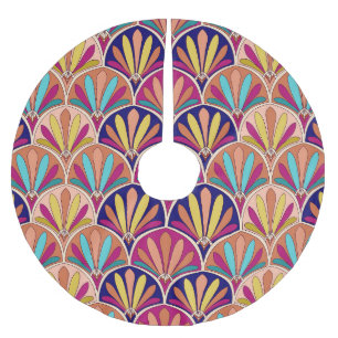Indian Traditional Textile Illustration Brushed Polyester Tree Skirt