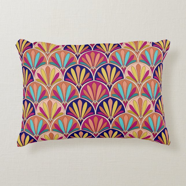 Indian Traditional Textile Illustration Decorative Cushion (Front)