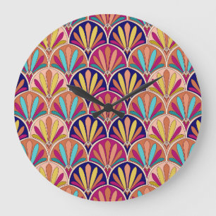 Indian Traditional Textile Illustration Large Clock