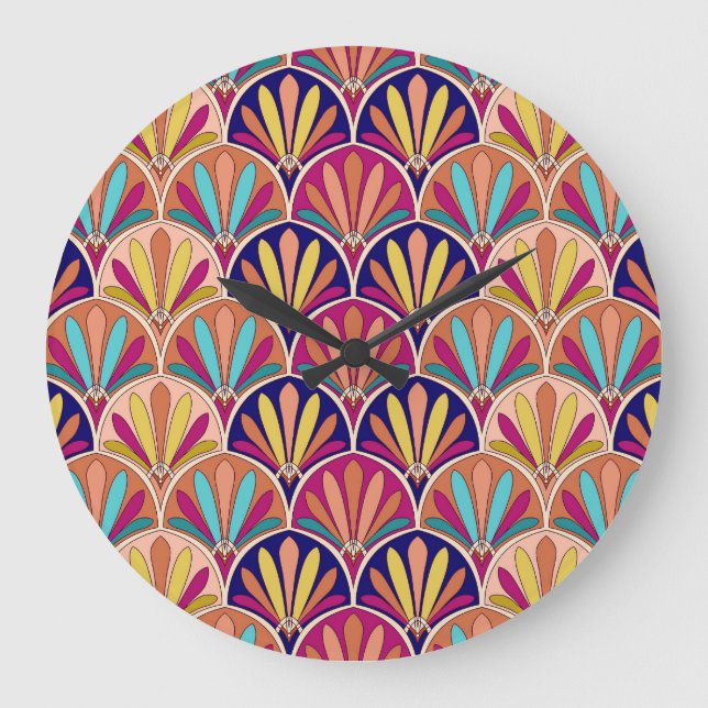 Indian Traditional Textile Illustration Large Clock (Front)