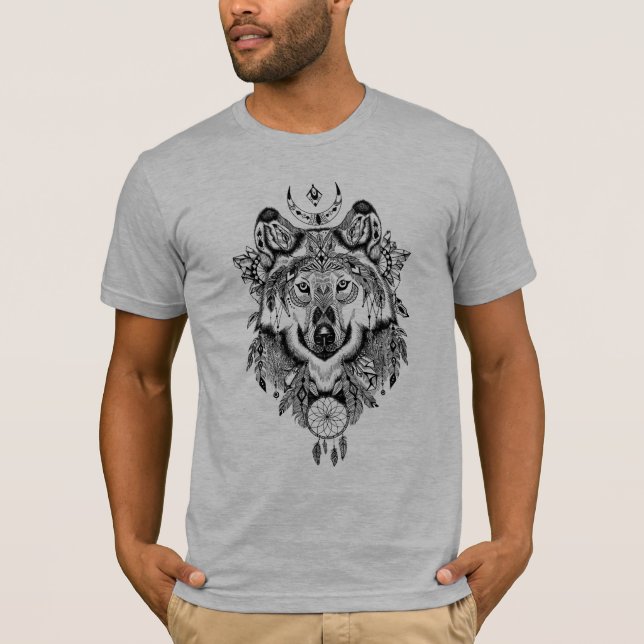 Indian Tribal Wolf T-Shirt (Front)