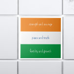 Indian Tricolour Flag Tiranga & Meaning of Colours Tile<br><div class="desc">Elevate your space with patriotic pride using our Indian Tricolour Flag "Tiranga" Ceramic Tile. Crafted with precision and vibrant colours, this tile is a symbol of national unity and spirit. Place it in your home or office as a constant reminder of the rich heritage and values represented by the Indian...</div>