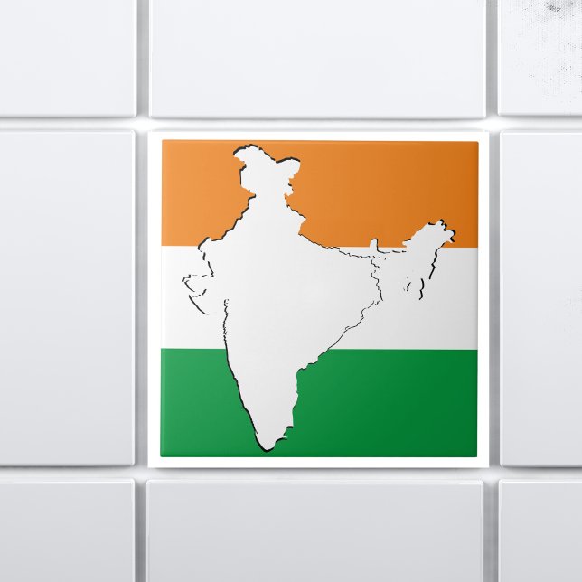 Indian Tricolour Flag "Tiranga" On India Map Tile (Creator Uploaded)