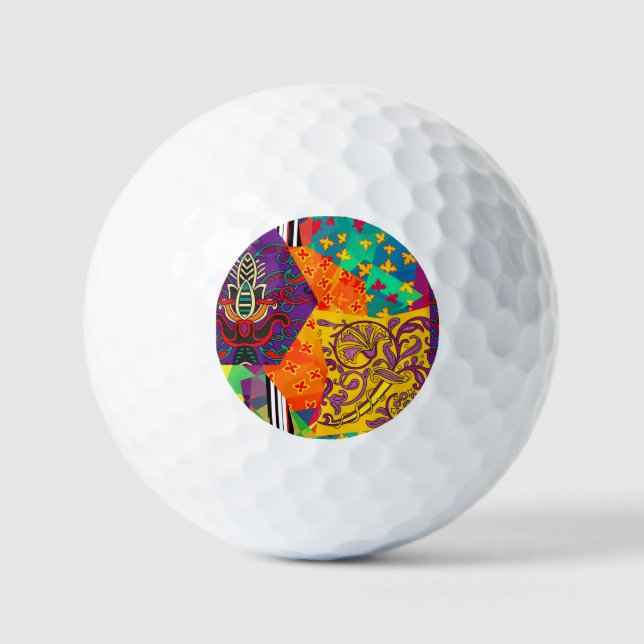 Indian Turkish Festive Patchwork Mandala Golf Balls (Front)