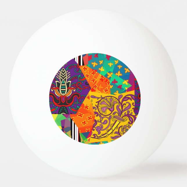 Indian Turkish Festive Patchwork Mandala Ping Pong Ball (Front)