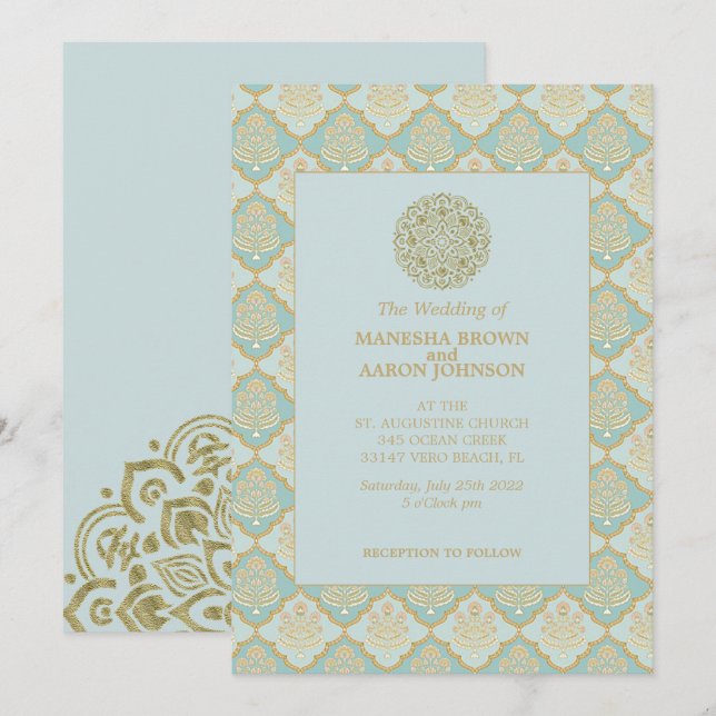 Indian Turquoise - Wedding Invite (Front/Back)