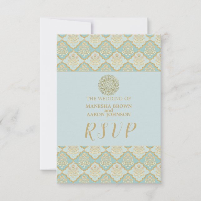 INDIAN TURQUOISE - Wedding RSVP Card (Front)