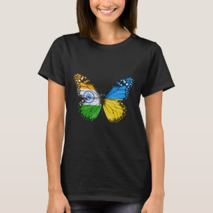 Indian Ukrainian Flag Butterfly India Ukraine  T-Shirt