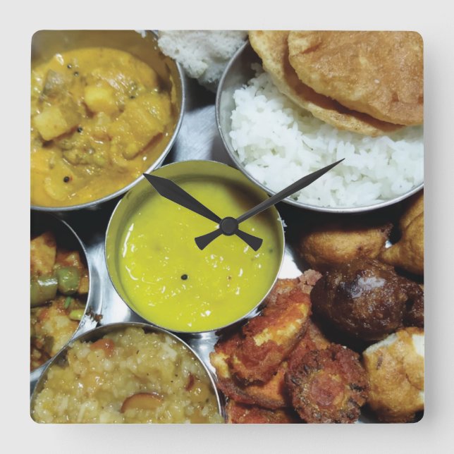 Indian Vegetarian Food  Square Wall Clock (Front)