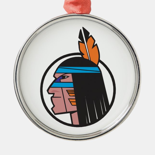 Indian Warrior Head Metal Tree Decoration (Front)