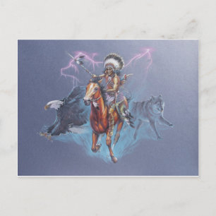 Indian Warrior in Battle Postcard