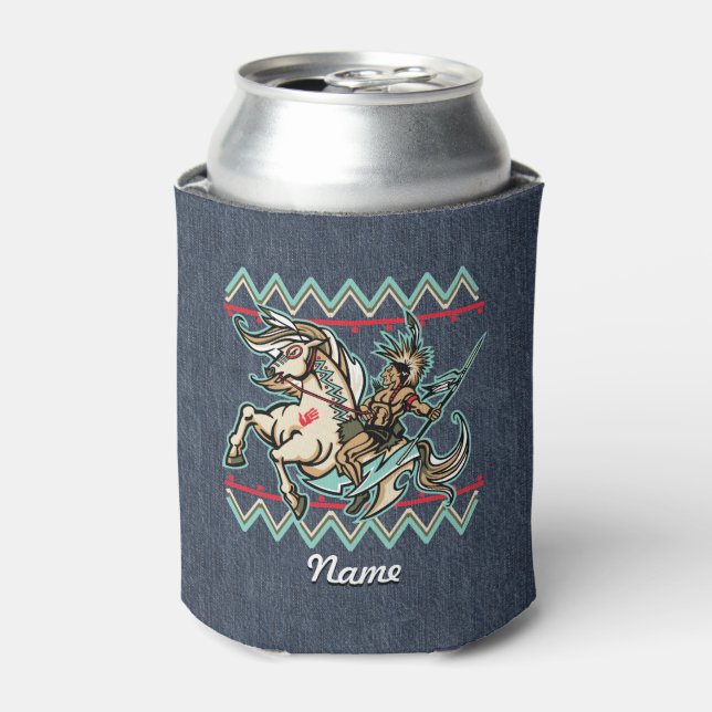 Indian Warrior on Horse Can Cooler (Can Front)