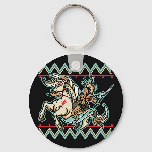 Indian Warrior on Horse Key Ring (Front)