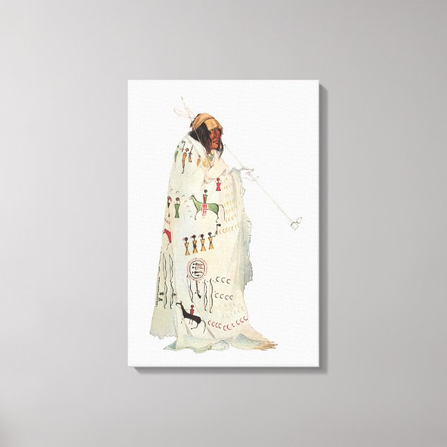 Indian Warrior with Pipe Portrait by Karl Bodmer Canvas Print (Front)
