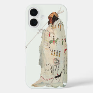 Indian Warrior with Pipe Portrait by Karl Bodmer iPhone 16 Case