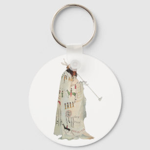 Indian Warrior with Pipe Portrait by Karl Bodmer Key Ring