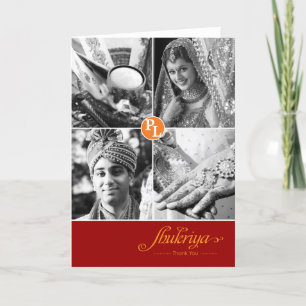 Indian Wedding 4 Photo Thank You Card