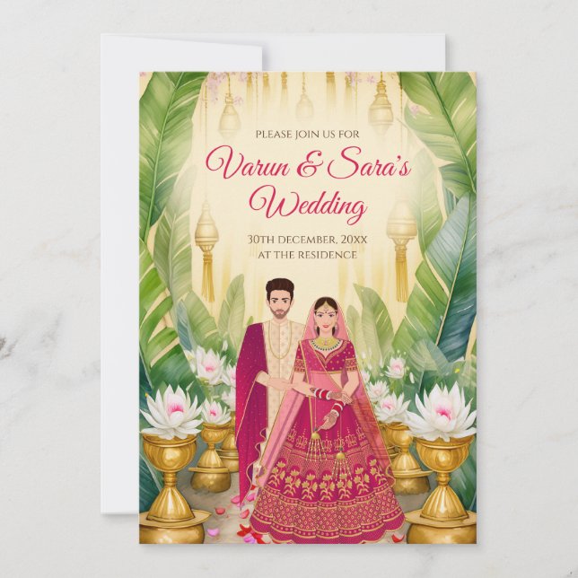 Indian wedding card Digital Hindu Wedding invite (Front)