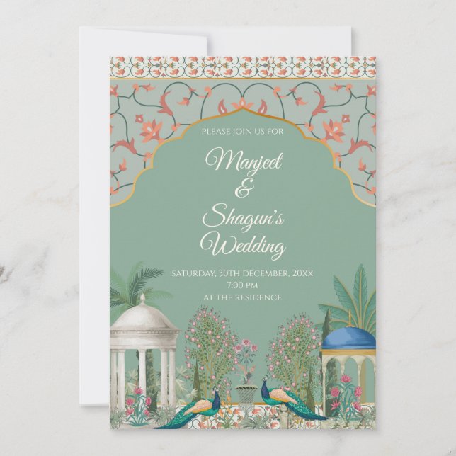 Indian wedding card Hindu Wedding invitation (Front)