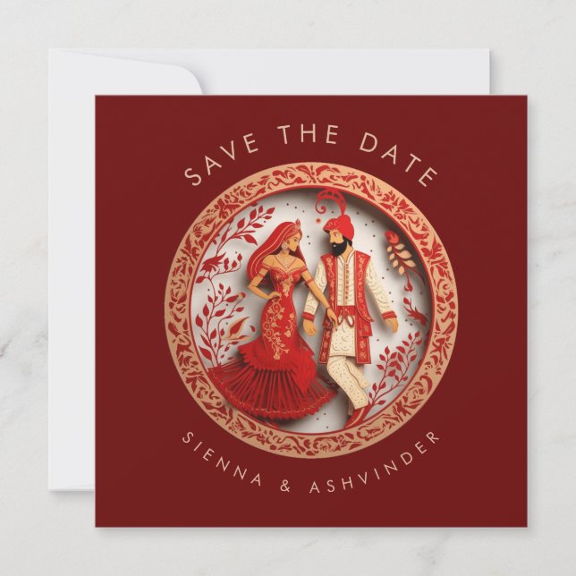 Indian Wedding Couple Save The Date (Front)