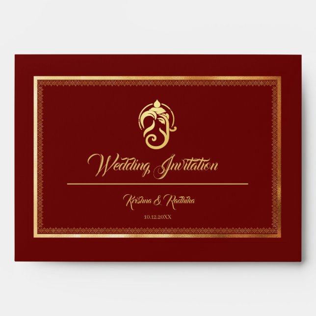 Indian Wedding Ethnic Luxury  Envelope (Front)