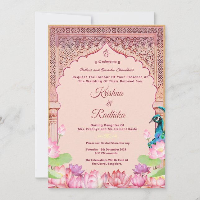 Indian wedding ethnic luxury invitation (Front)