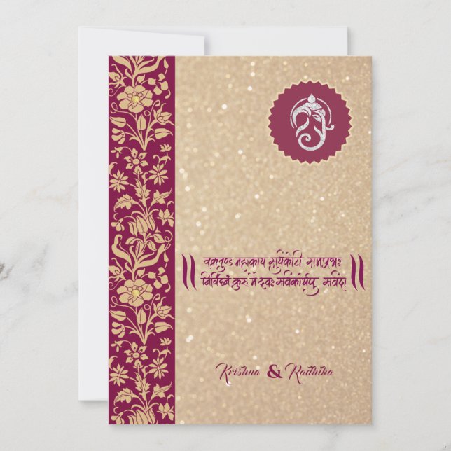 Indian wedding Ganesha hindu invitation (Front)