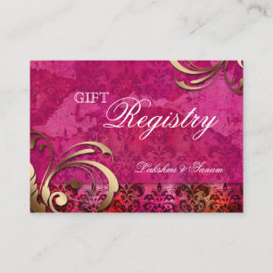 Indian Wedding Gift Registration Card Pink Gold