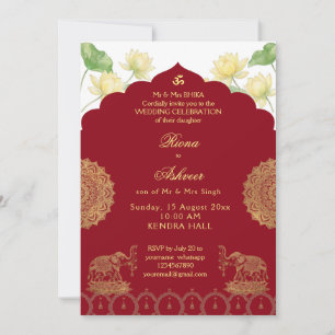 Indian Wedding Invitation Elephant Mandala