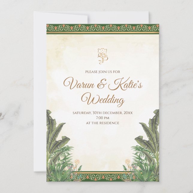 Indian Wedding invitation Hindu invitation (Front)