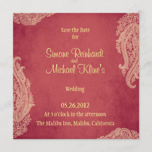 Indian Wedding Invitation, Mehndi, red, gold Invitation