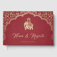 Indian Wedding Invitation, Red, Gold, Ganesha