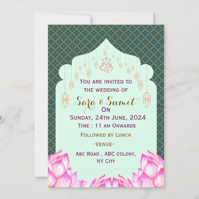 Indian Wedding Invitations  (Front)