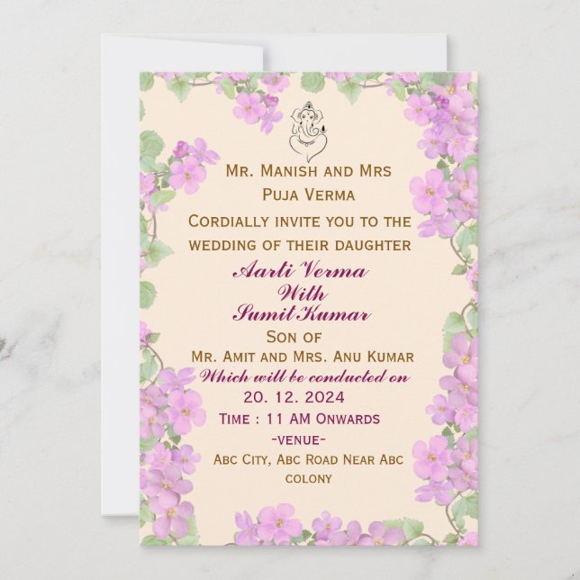Indian Wedding Invitations  (Front)