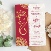 Indian wedding  maroon and gold Ganesha mandala