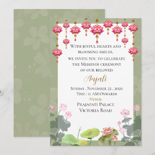 Indian Wedding Mehendi Ceremony Invitation