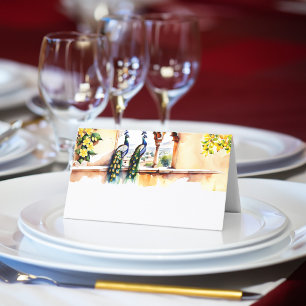 Indian wedding peacock Jaipur palace reception Place Card