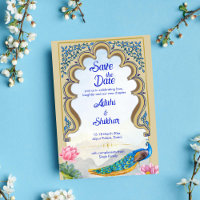 Indian wedding peacock Rajastan window blue