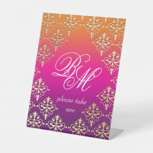 Indian Wedding Pink Purple Orange  Pedestal Sign