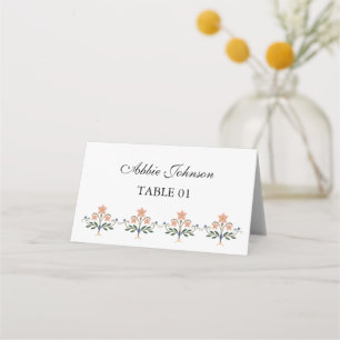 Indian Wedding Place Card with Mughal Floral Motif