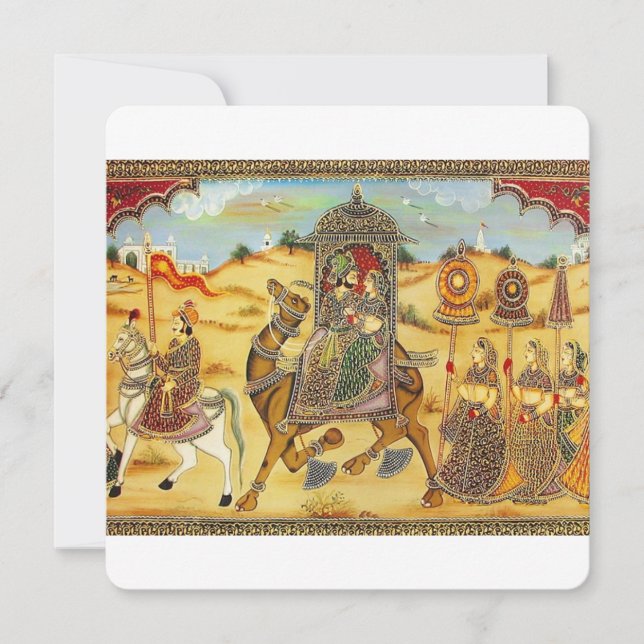 Indian wedding procession on camels (Front)