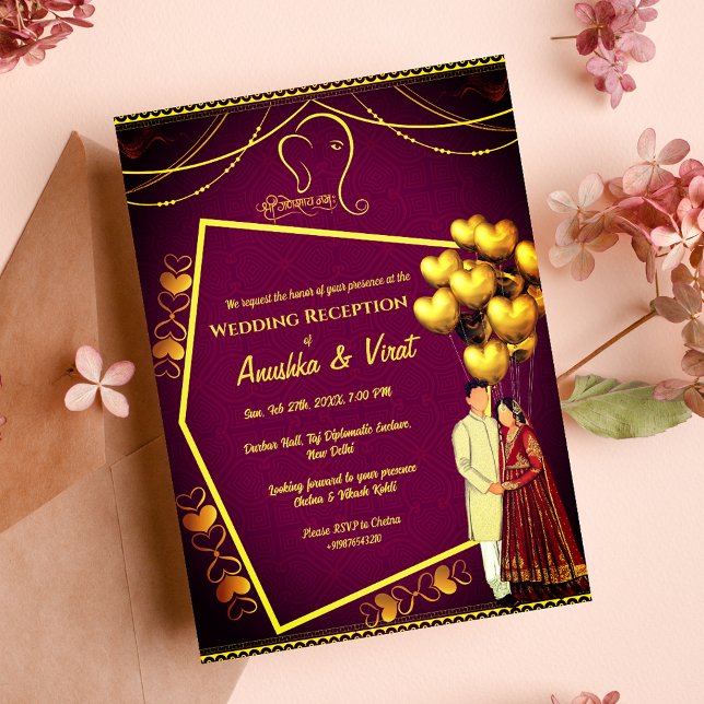 Indian Wedding Reception  Invitation (Creator Uploaded)
