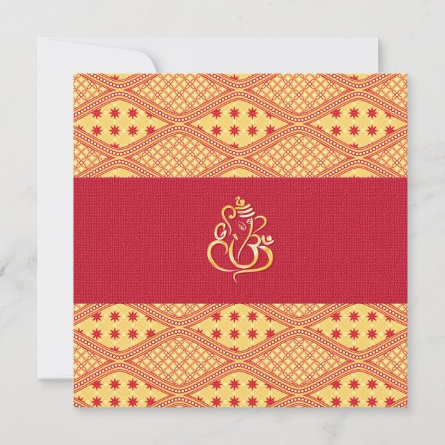 Indian Wedding Red And Yellow Reception Invitation (Front)