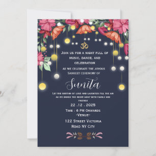 Indian Wedding Sangeet Night Invitation 
