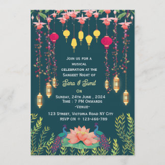 Indian Wedding Sangeet Night Invitations 