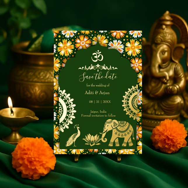 indian wedding save the date gold indian motif  (Creator Uploaded)
