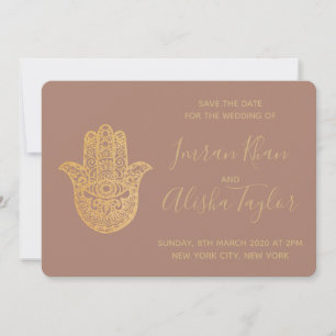 Indian Wedding Save the date Gold Terrcotta Henna