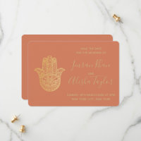 Indian Wedding Save the date Gold Terrcotta Henna